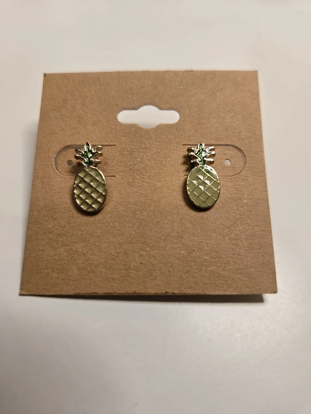 Pineapple Stud Earrings in Green and Gold